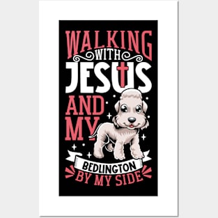 Jesus and dog - Bedlington Terrier Posters and Art